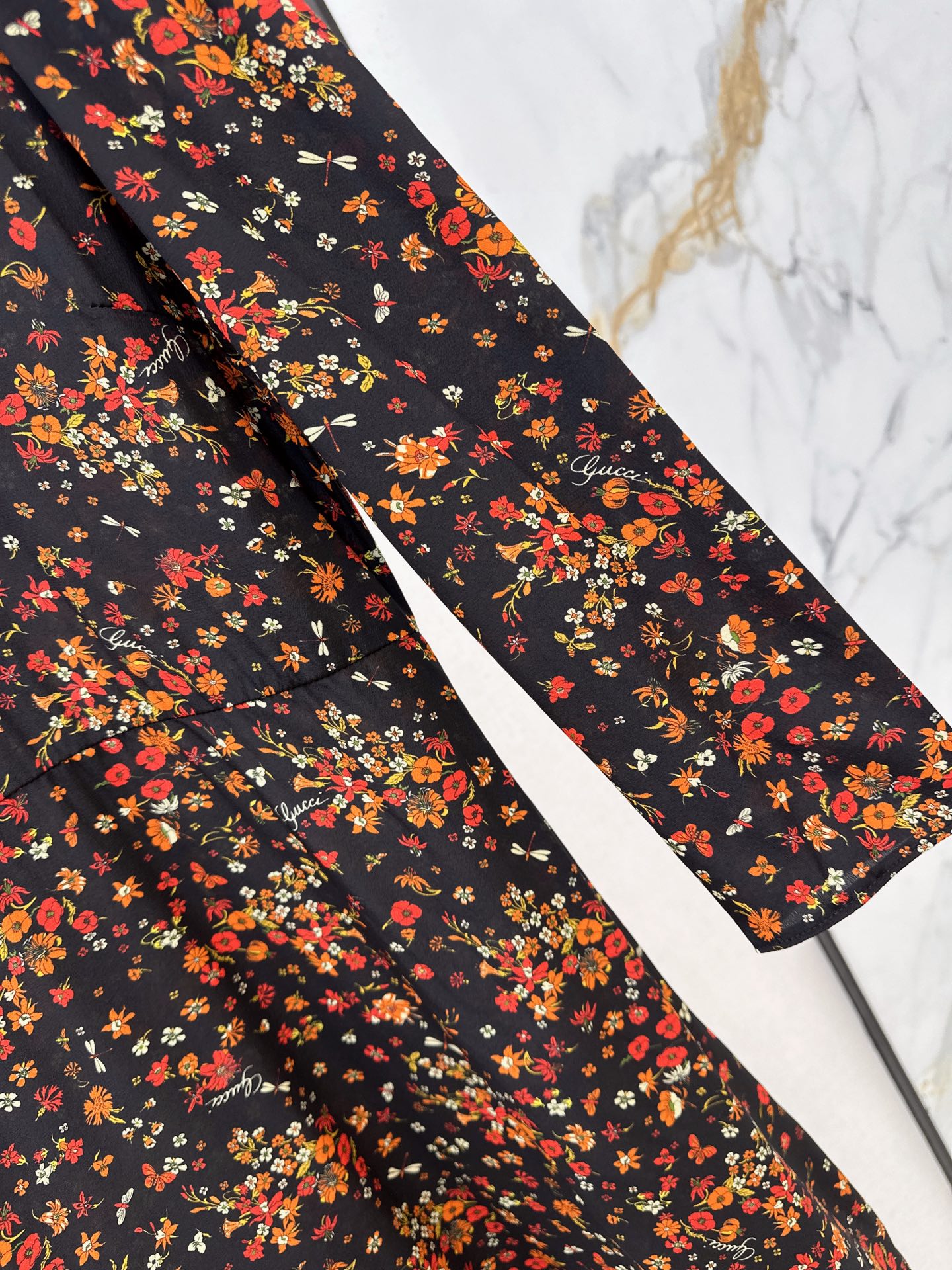 Guc 26fw print silk dress