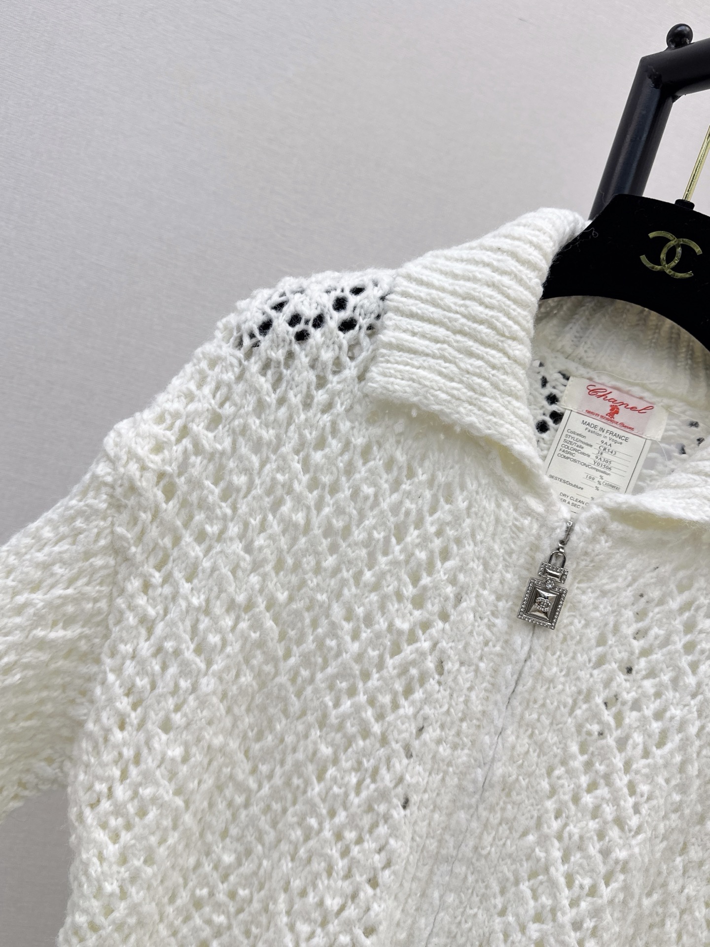 Chan 26fw hollow knit zipper cardigan