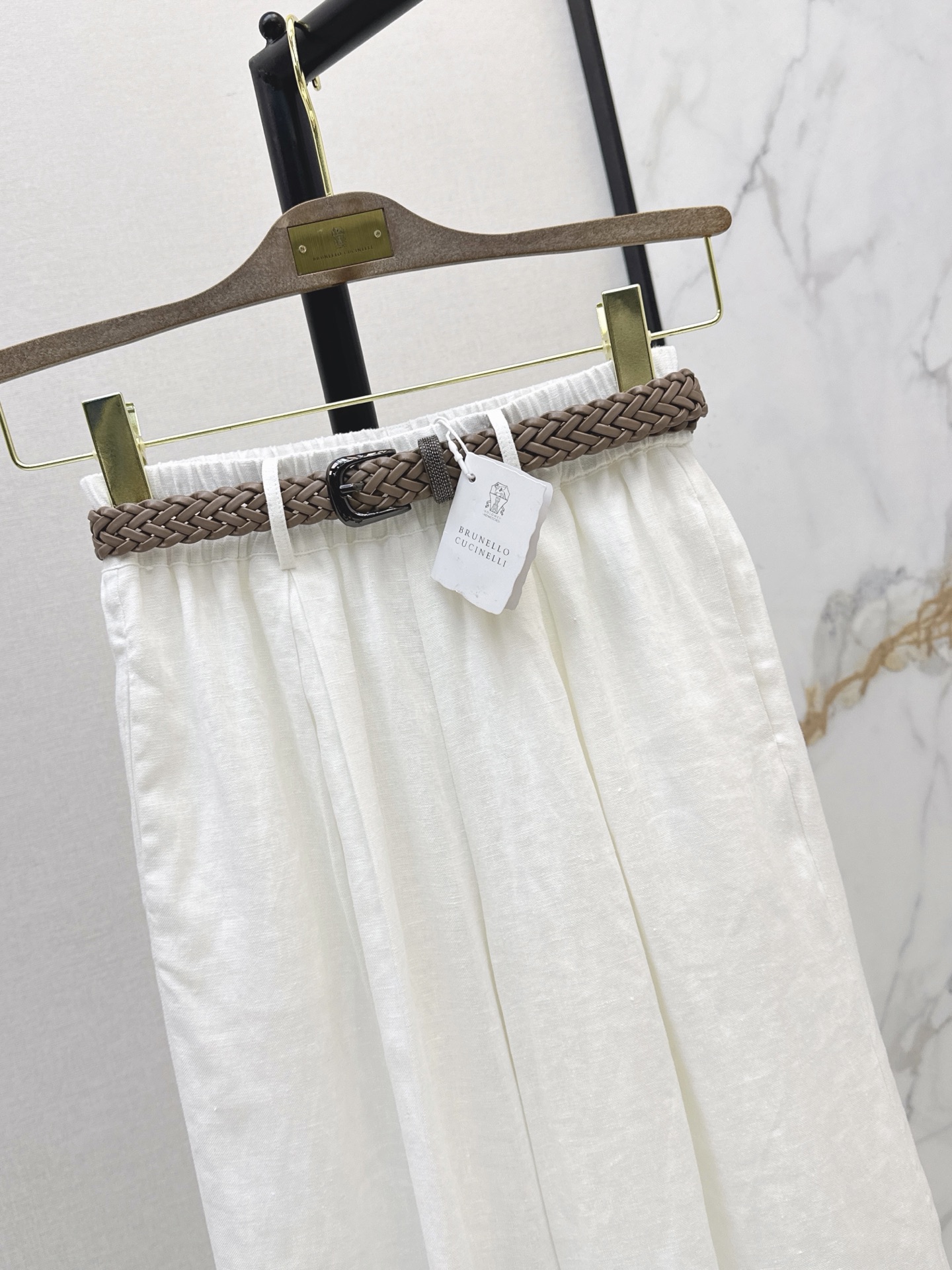 Brun 26ss belted straight-leg pants