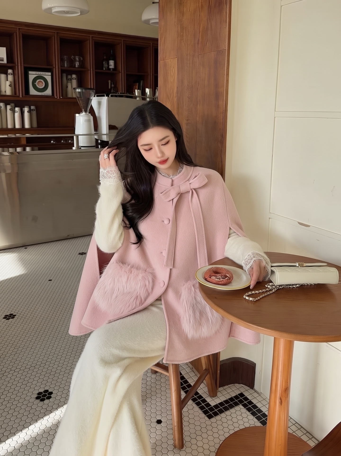 Fen 26fw woolen cape jacket