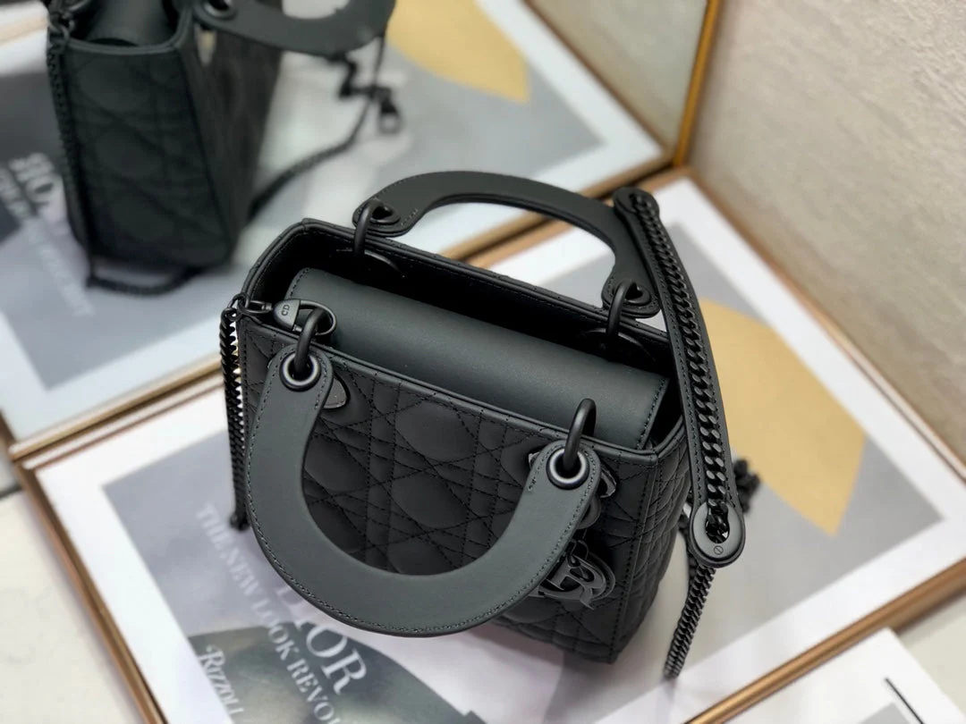 DO Mini Lady Bag Black Ultramatte Cannage Calfskin