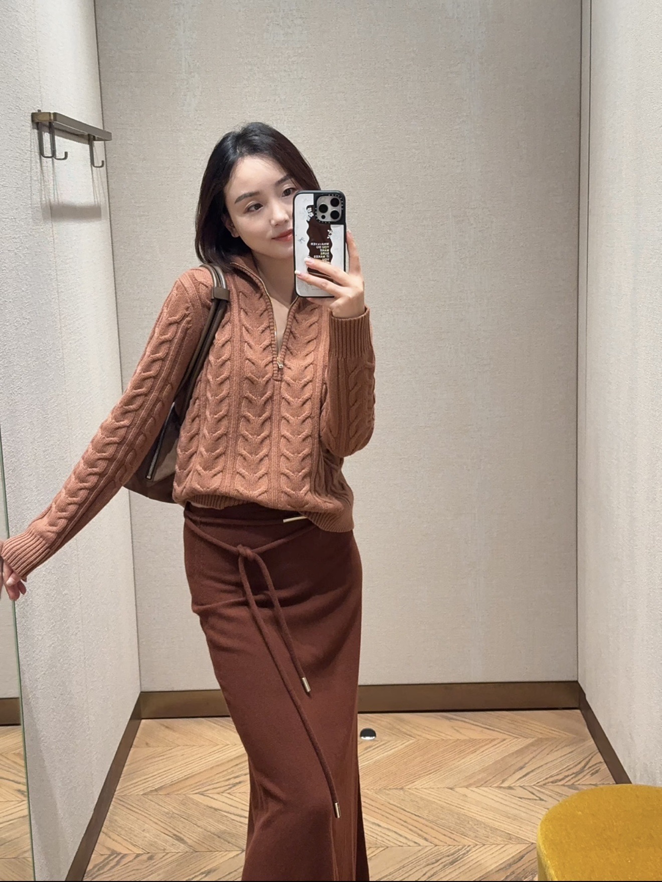 Max 26fw cable half-zip knit sweater