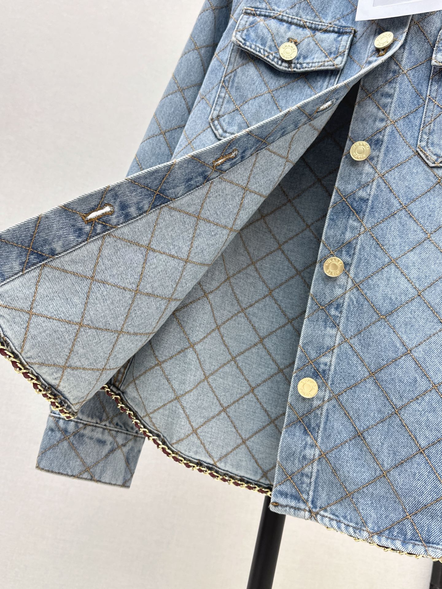 Chan 26fw diamond pattern denim shirt jacket