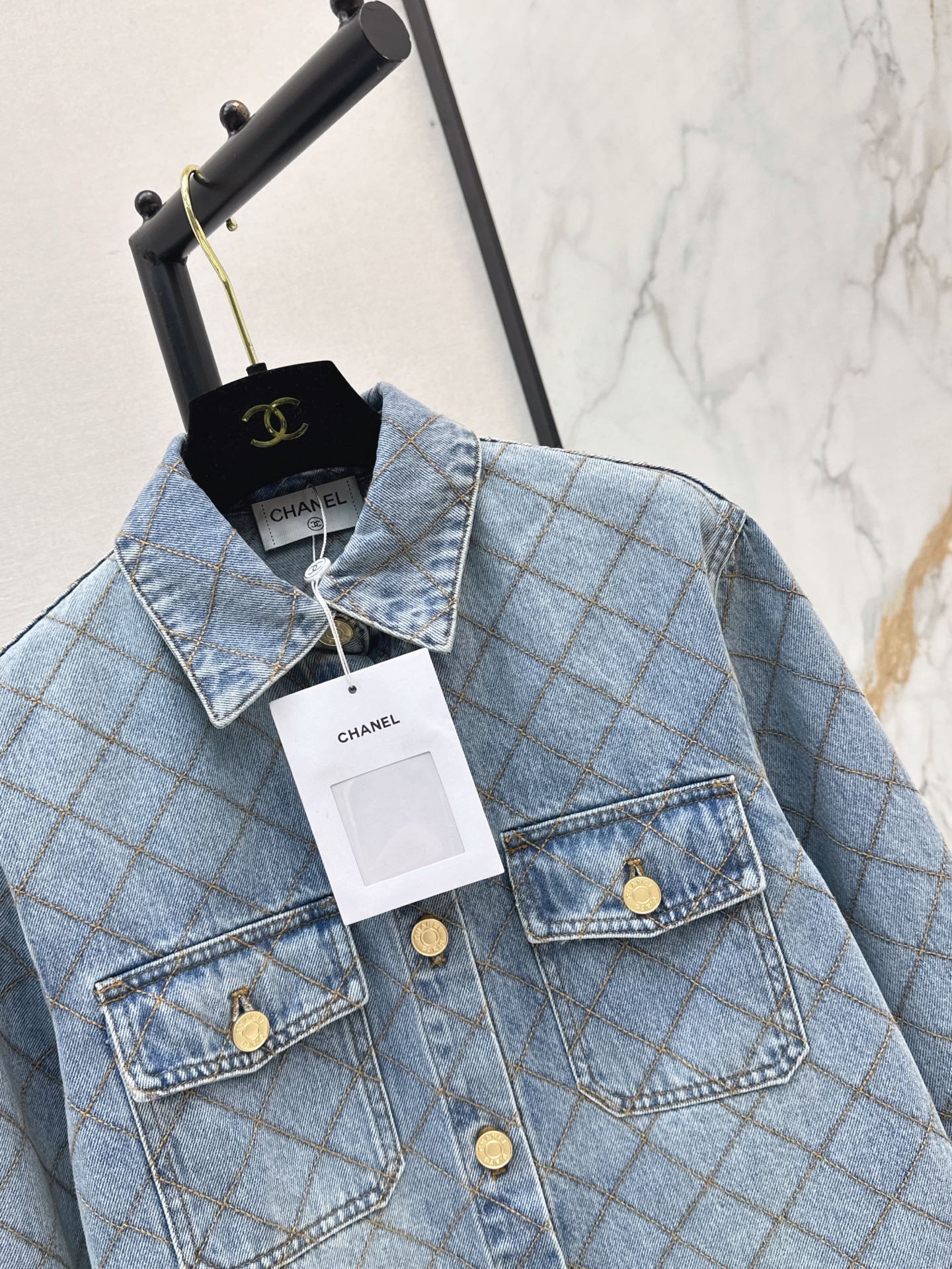 Chan 26fw diamond pattern denim shirt jacket