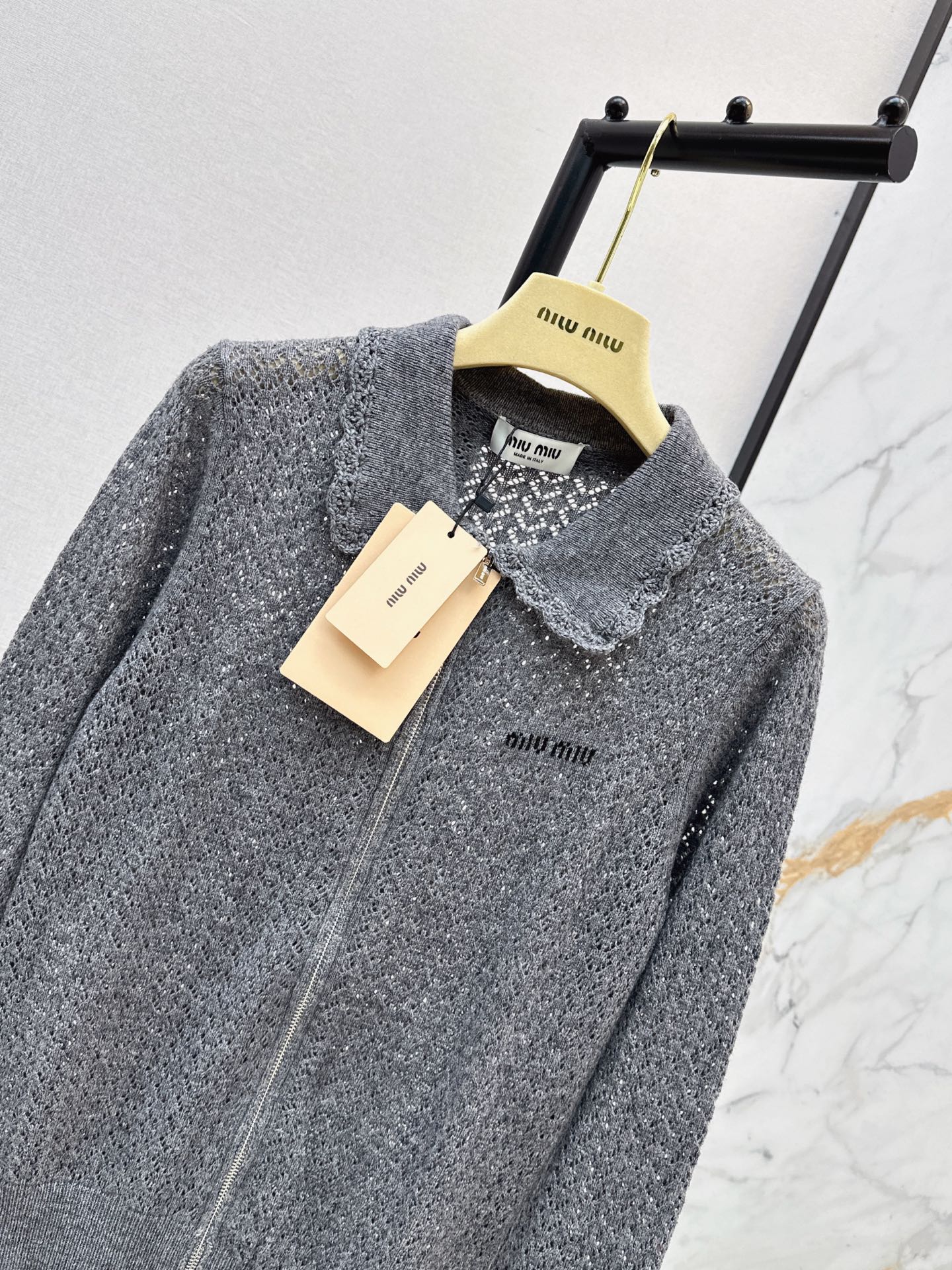 Miu 26fw knit zipper sweater