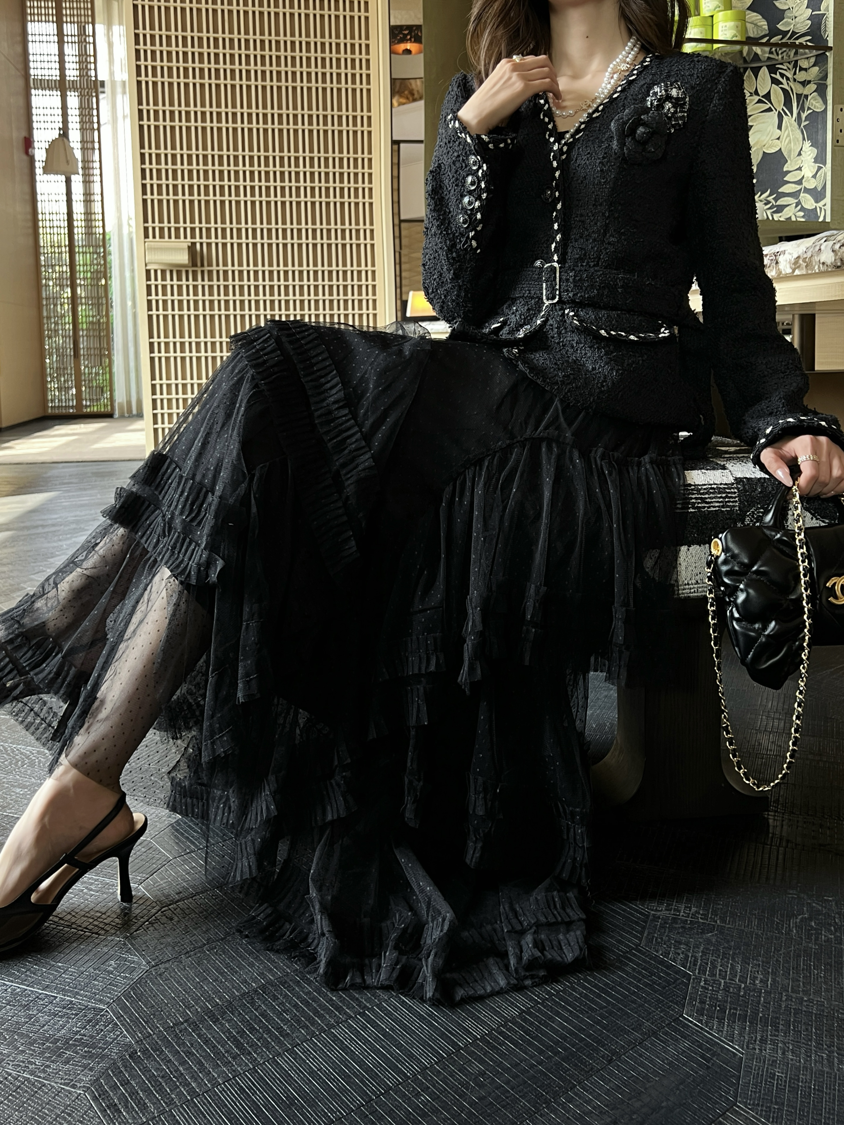 Chan 26ss mesh skirt