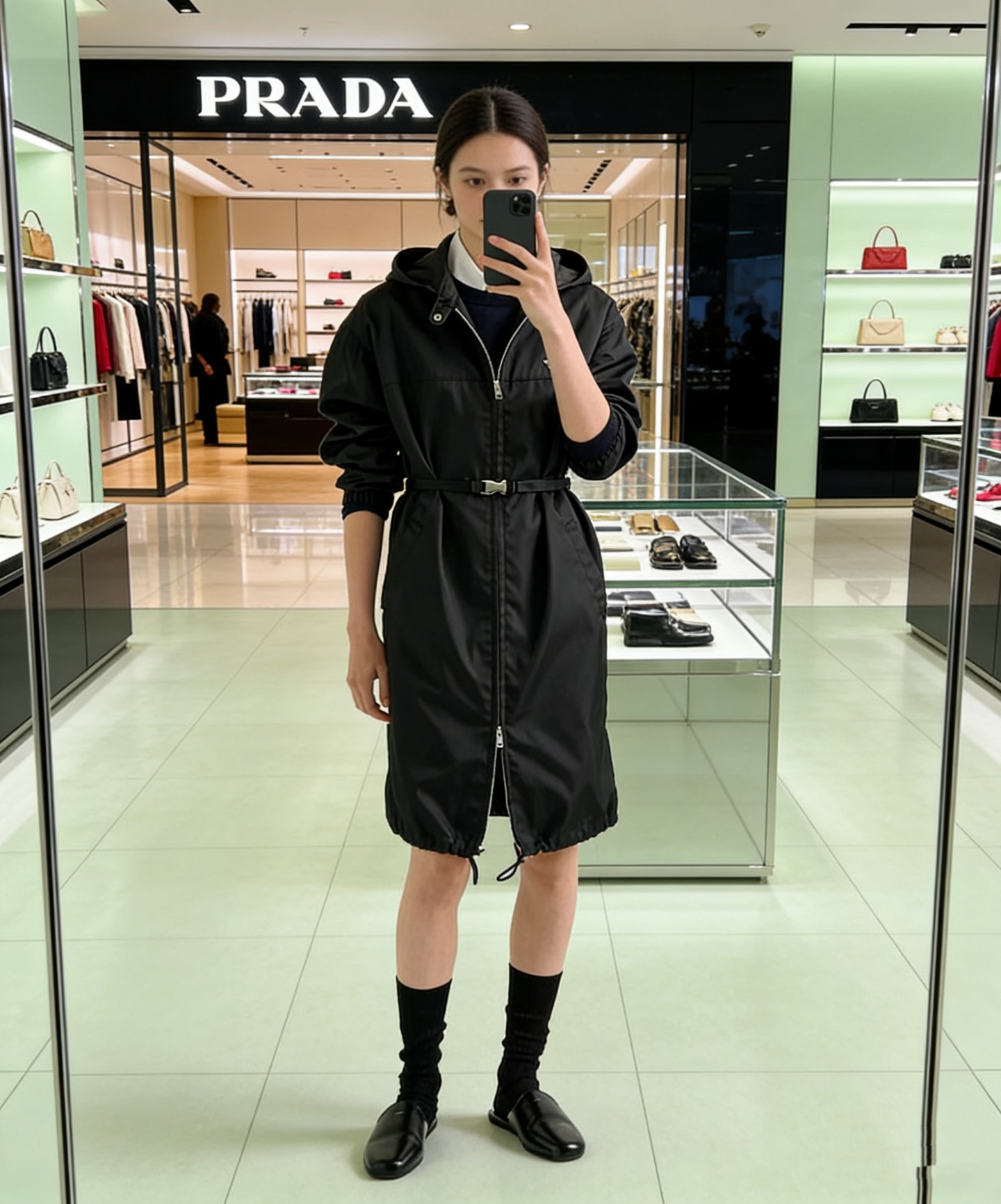 Pra 26fw long hooded zip jacket