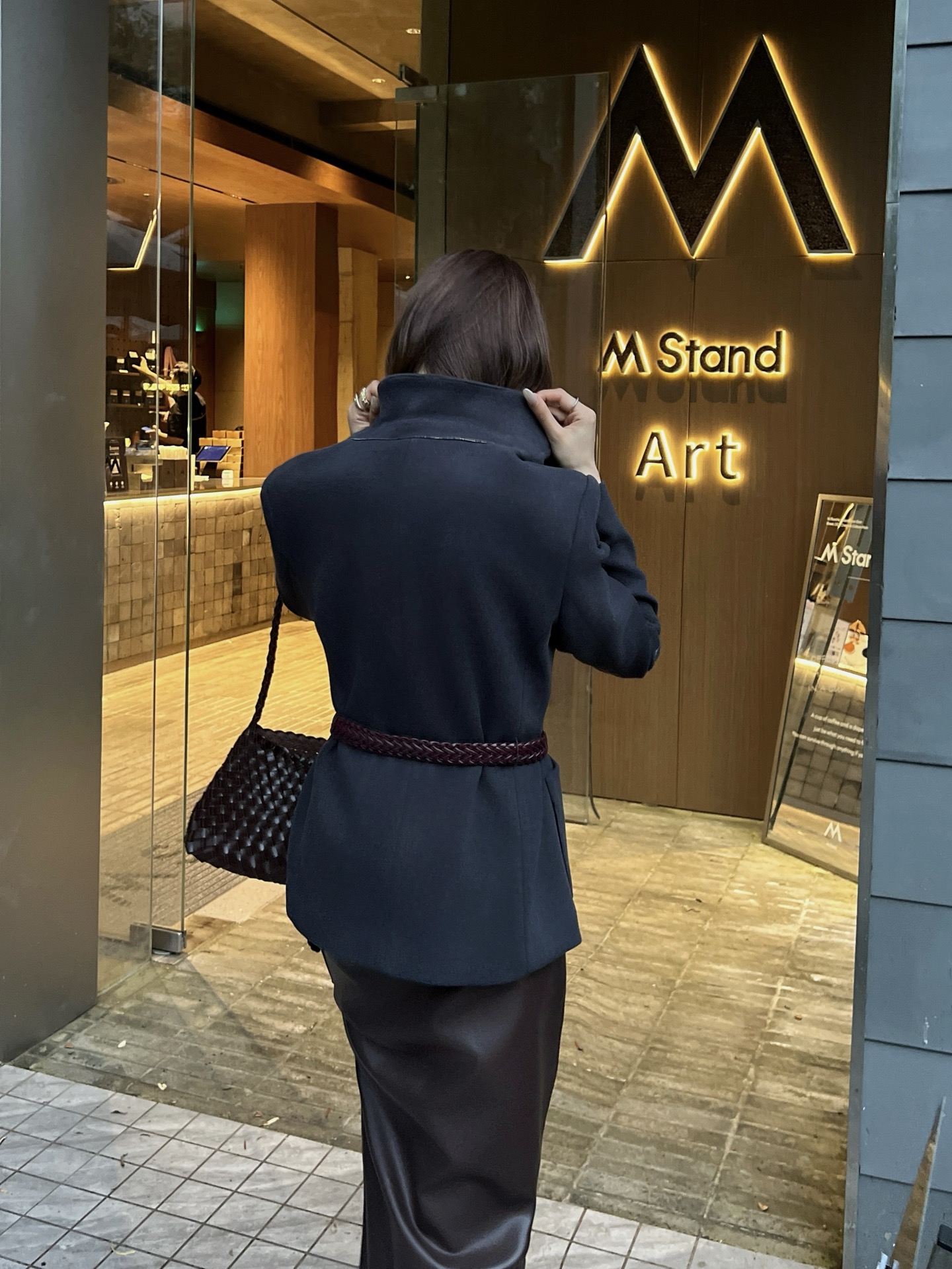 Brun 26fw knit belted blazer