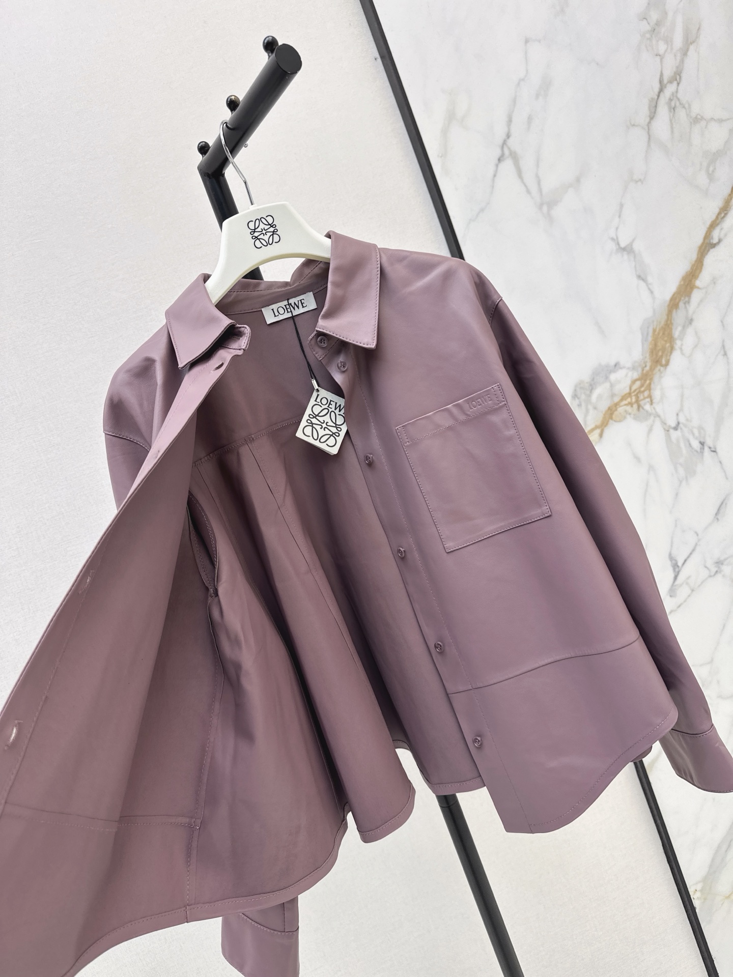 Loe 26fw leather shirt jacket