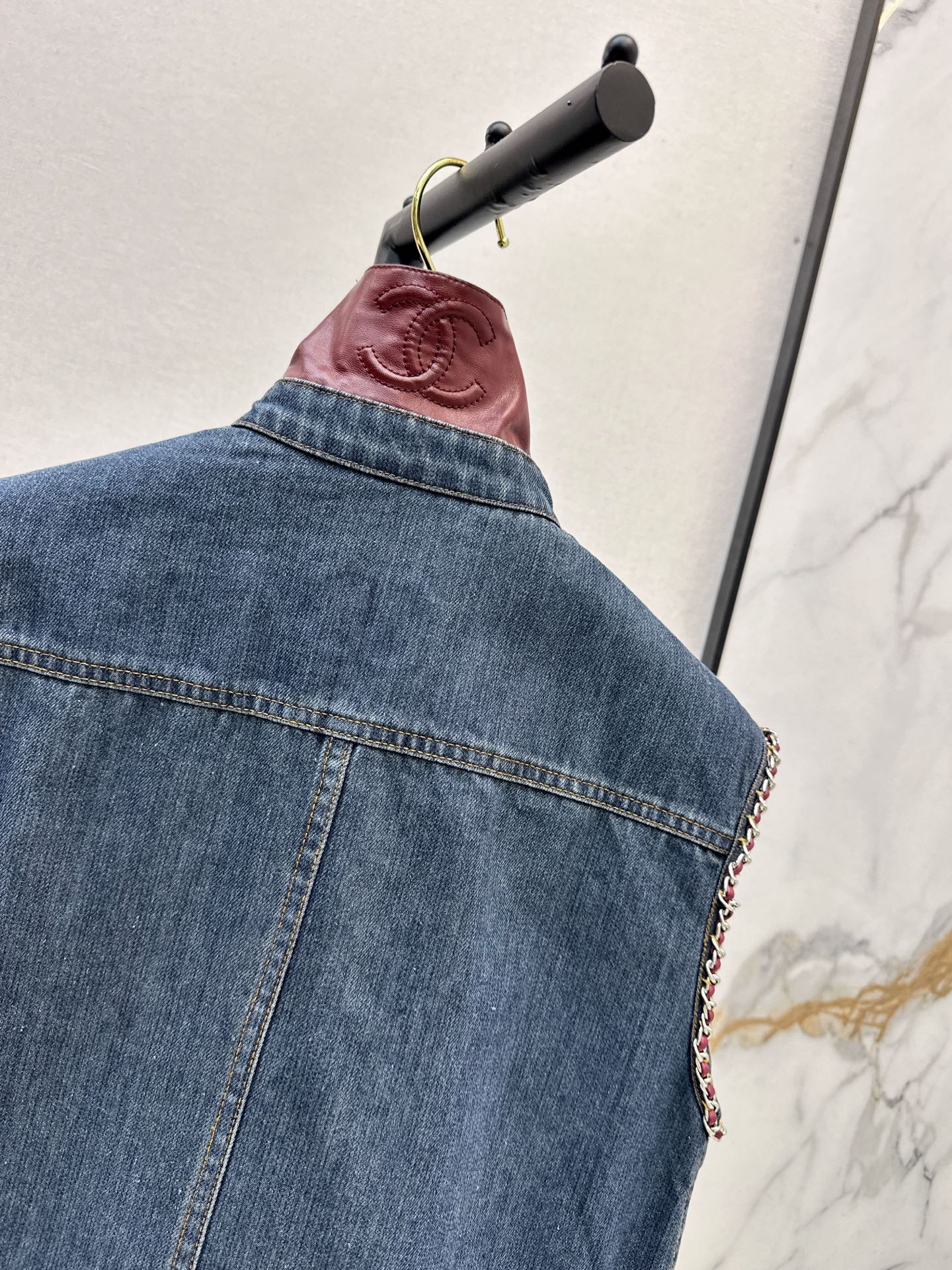Chan 26fw long denim vest