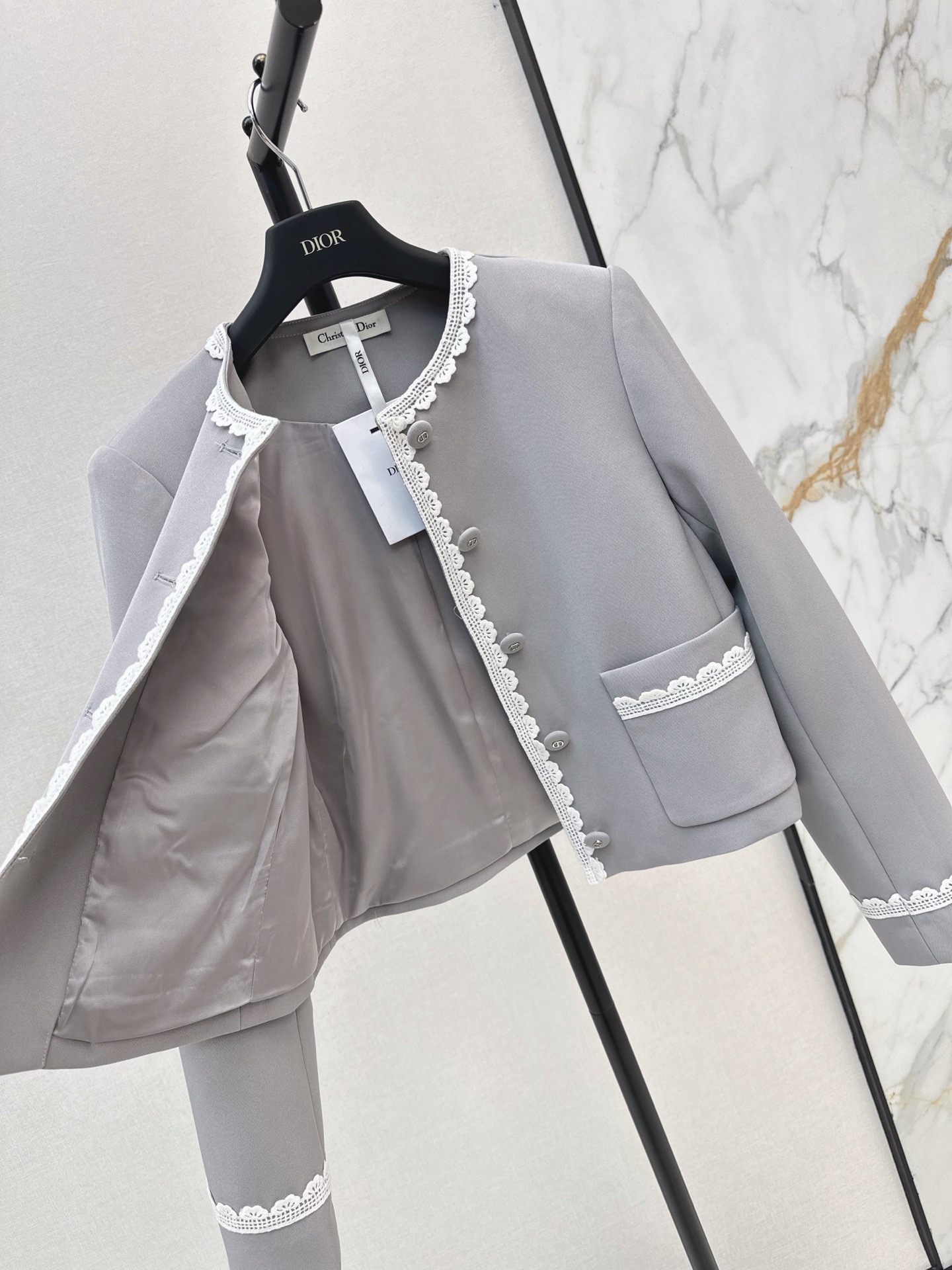 CD 26fw lace-trim cropped jacket