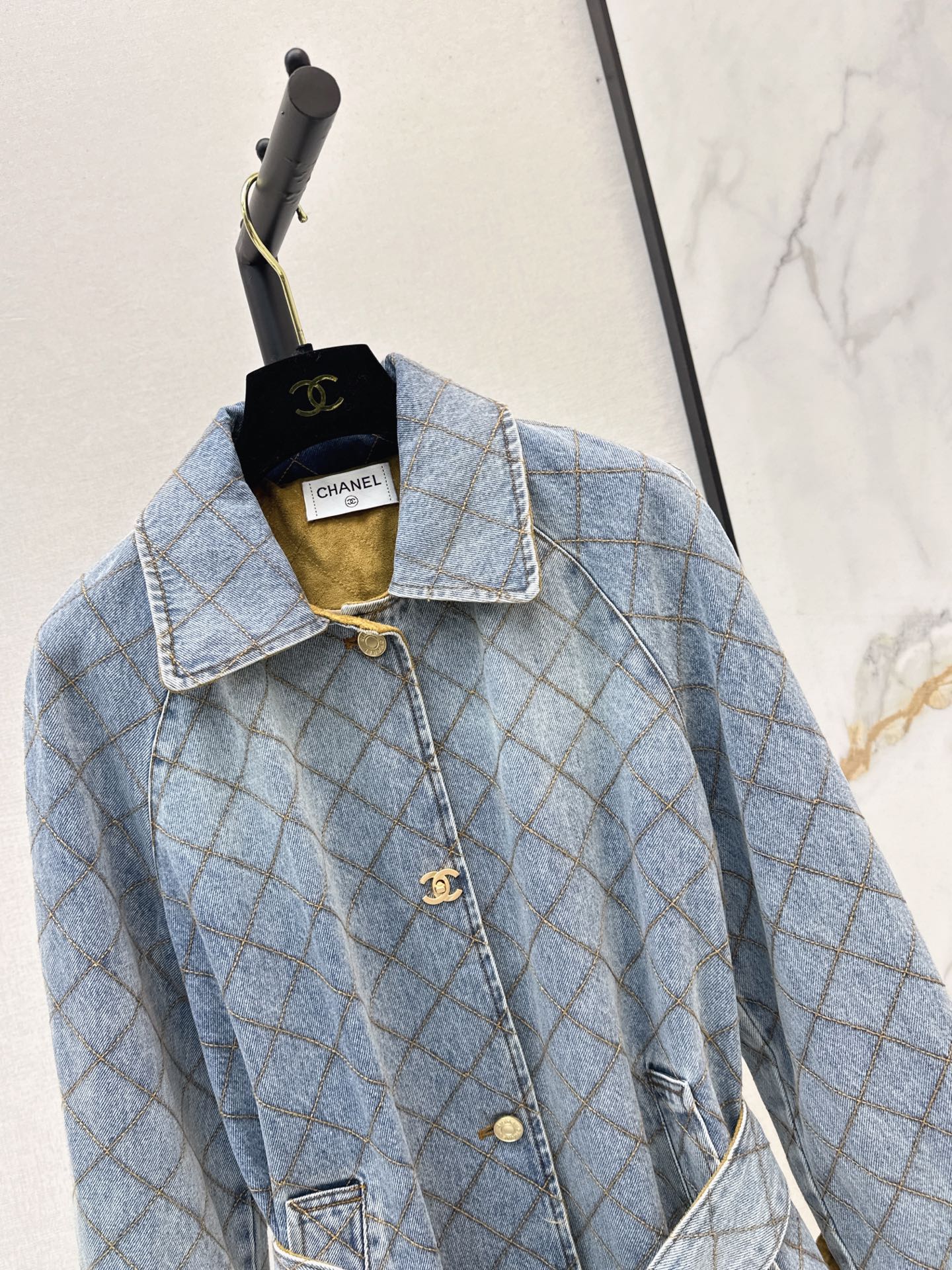 Chan 26fw belted denim trench coats