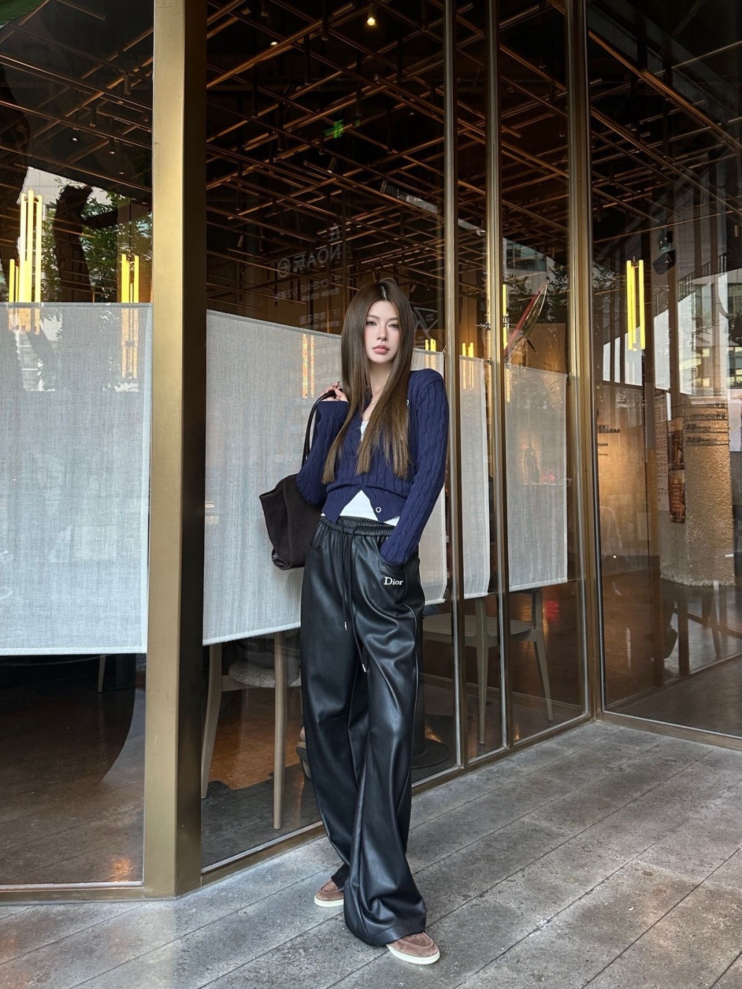 CD 26fw pu straight-leg pants