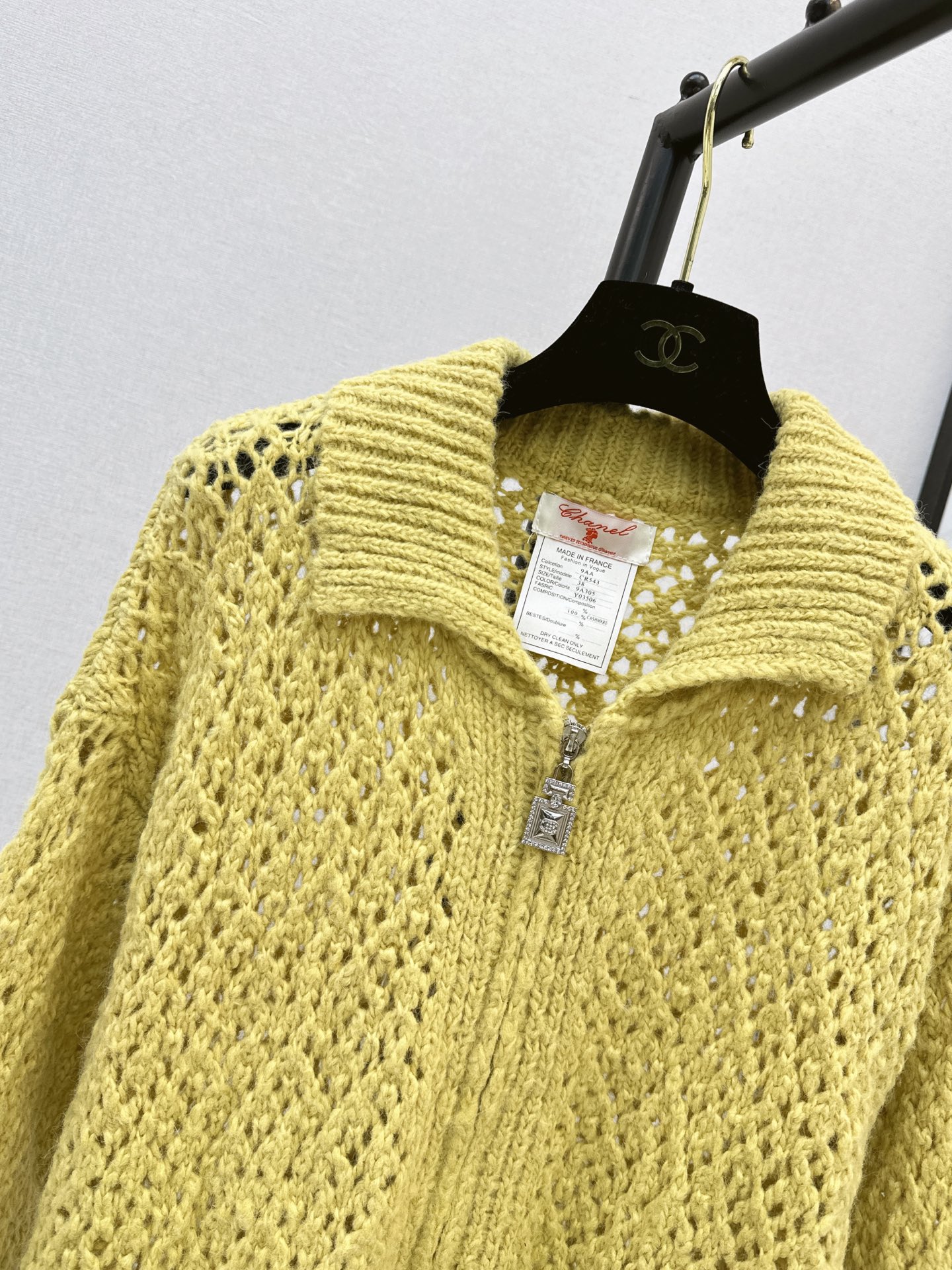 Chan 26fw hollow knit zipper cardigan