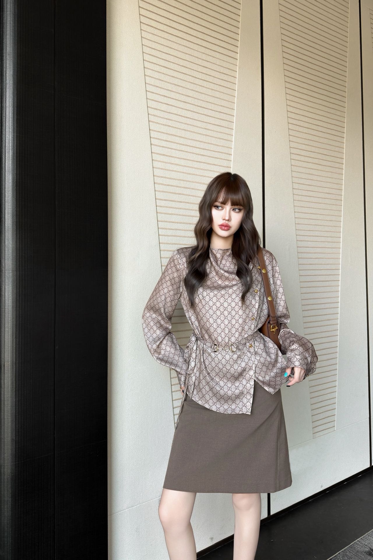 Guc 26fw print belted shirt