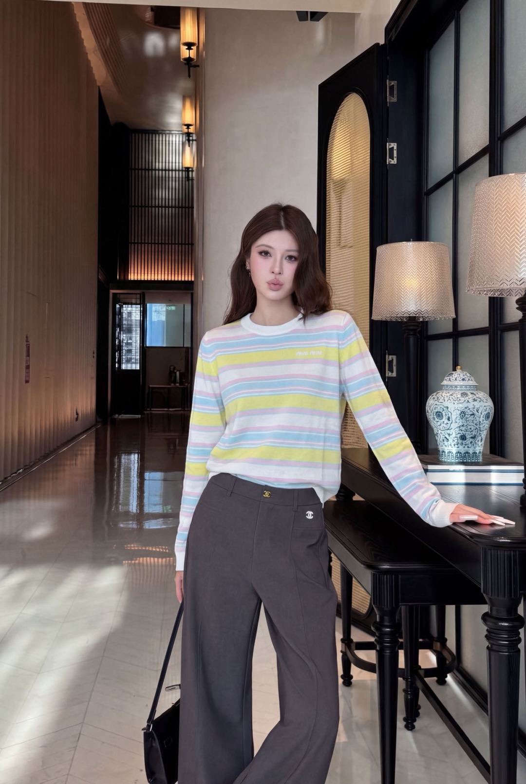 Miu 26fw stripe sweater