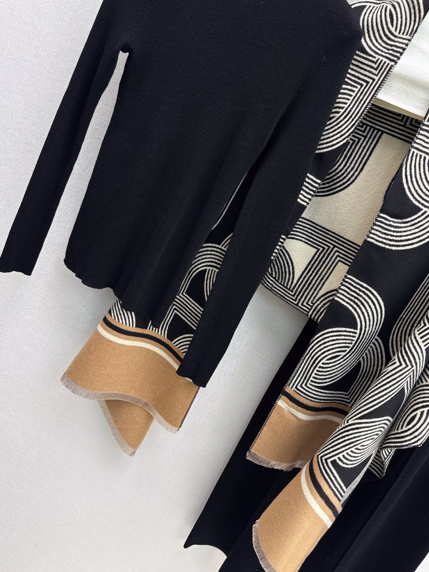 Her 26fw 3pcs knit basic tee shawls pants sets