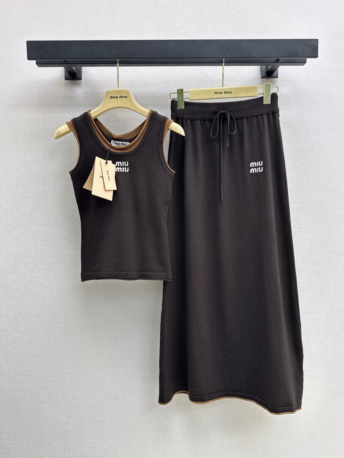 Miu 26fw knit vest skirt sets