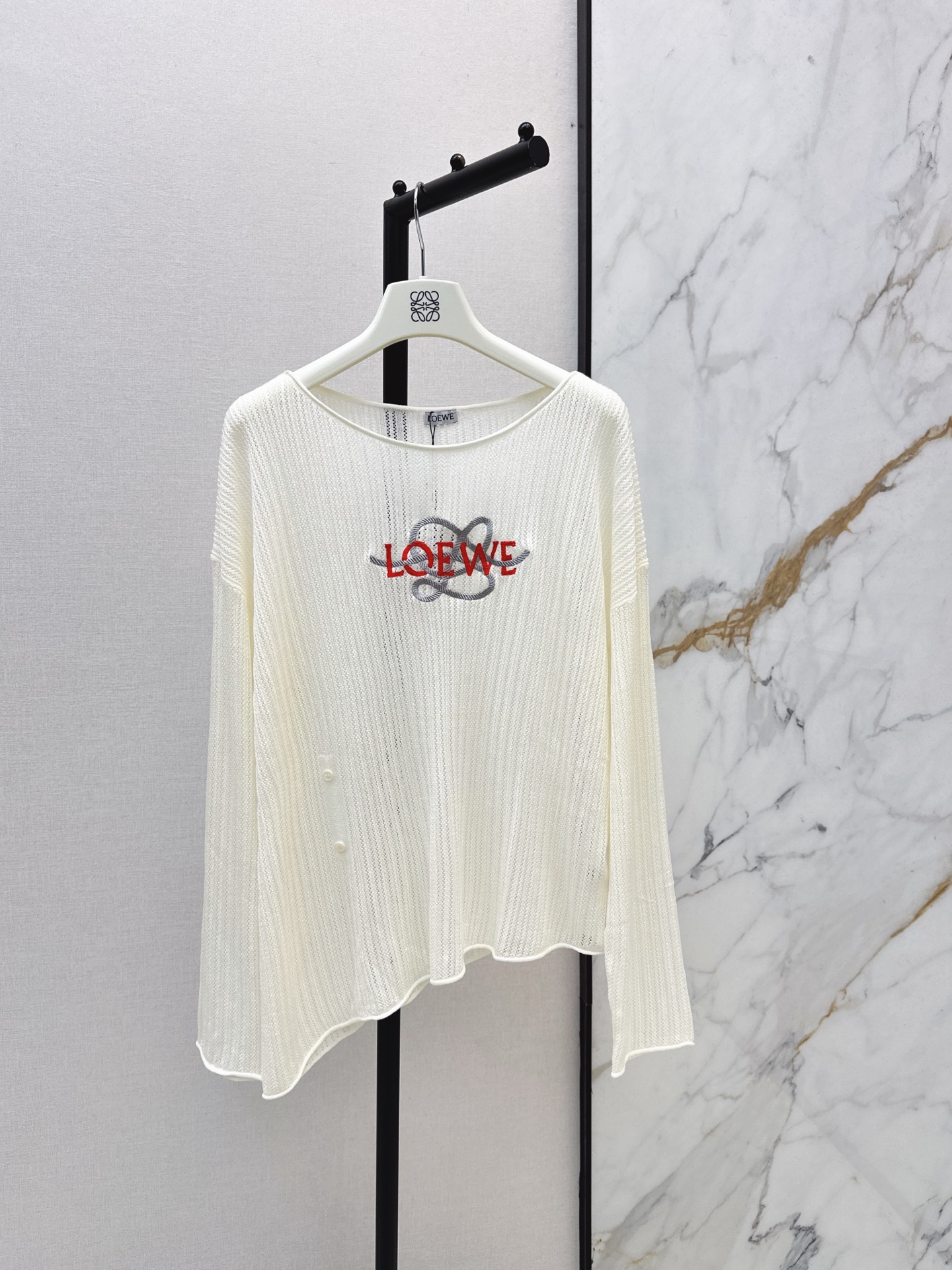Loe 26fw embroidery hollow knitwear