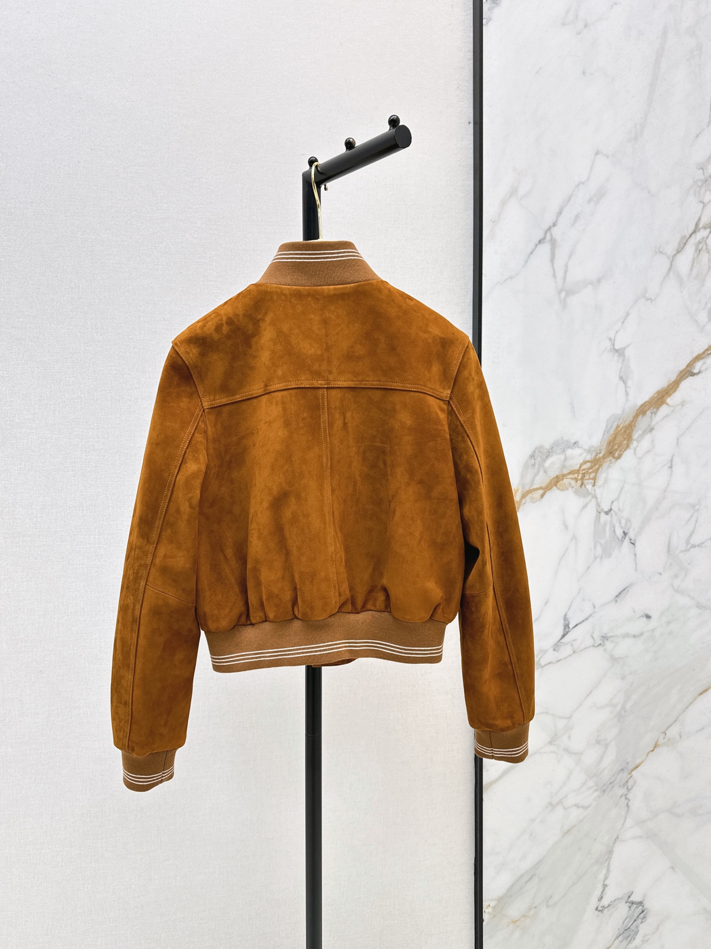 Miu 26fw cropped suede leather jacket