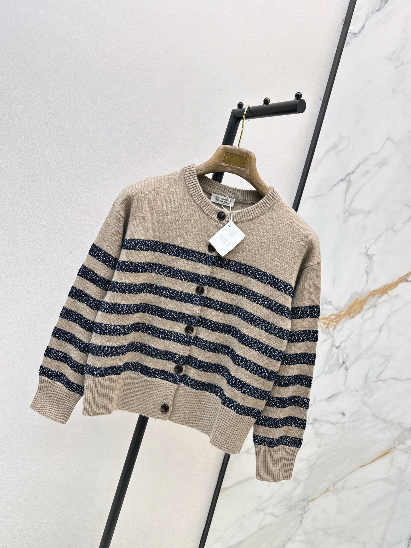 Brun 26fw stripe knit cardigan