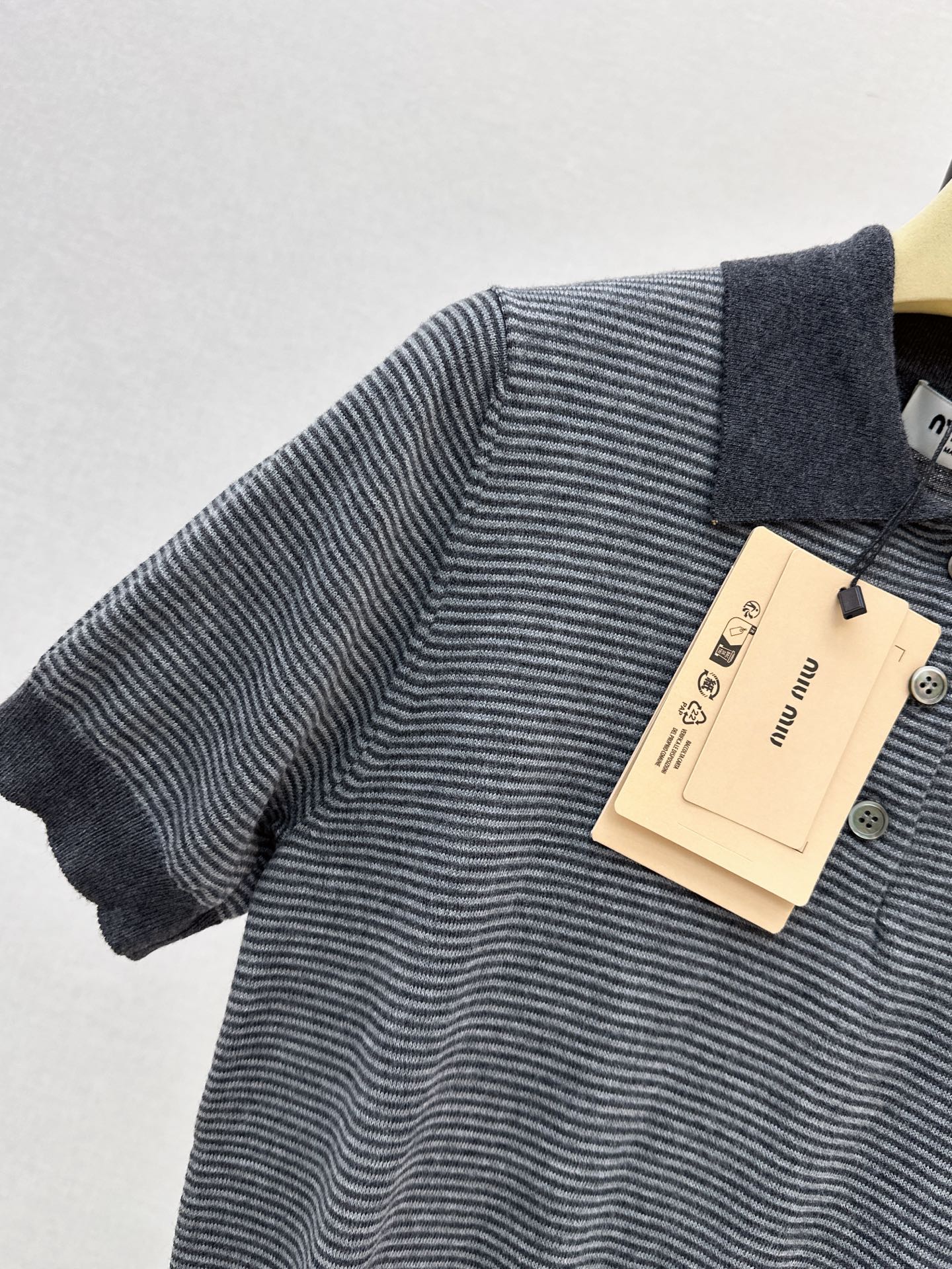 Miu 26fw stripe polo knit top