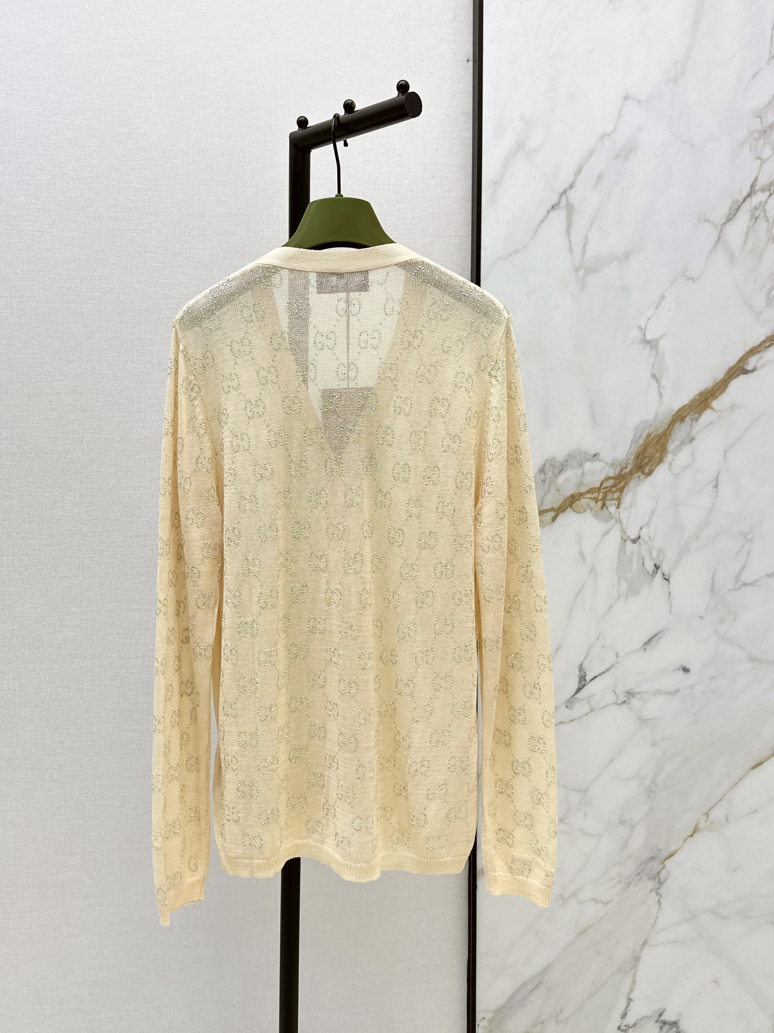 Guc 26fw Pale Yellow Knit Cardigan