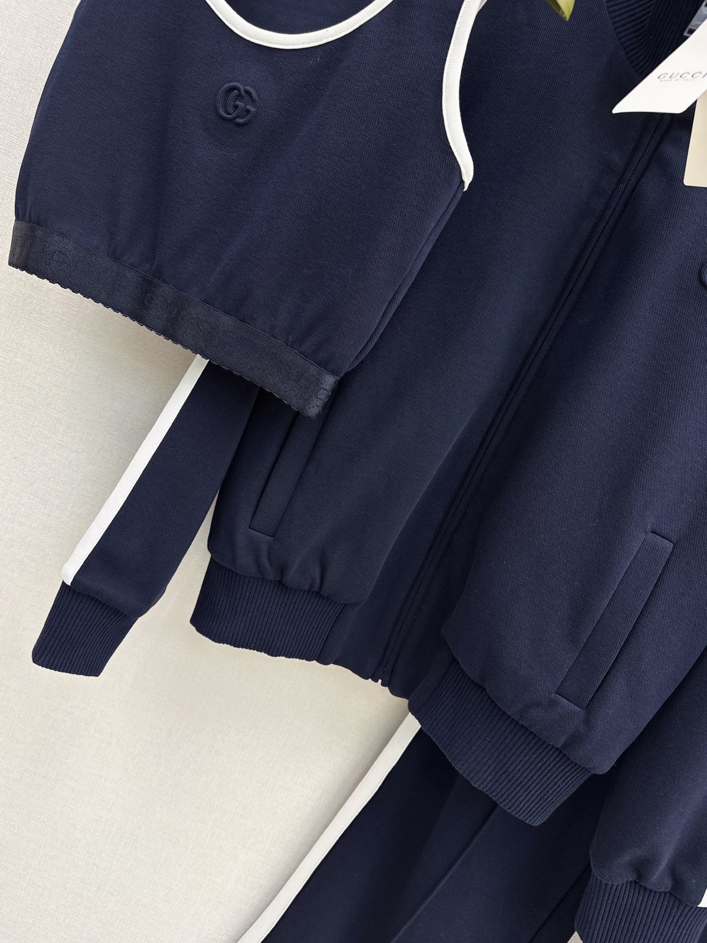 Guc 26fw zipper jacket vest pants sets