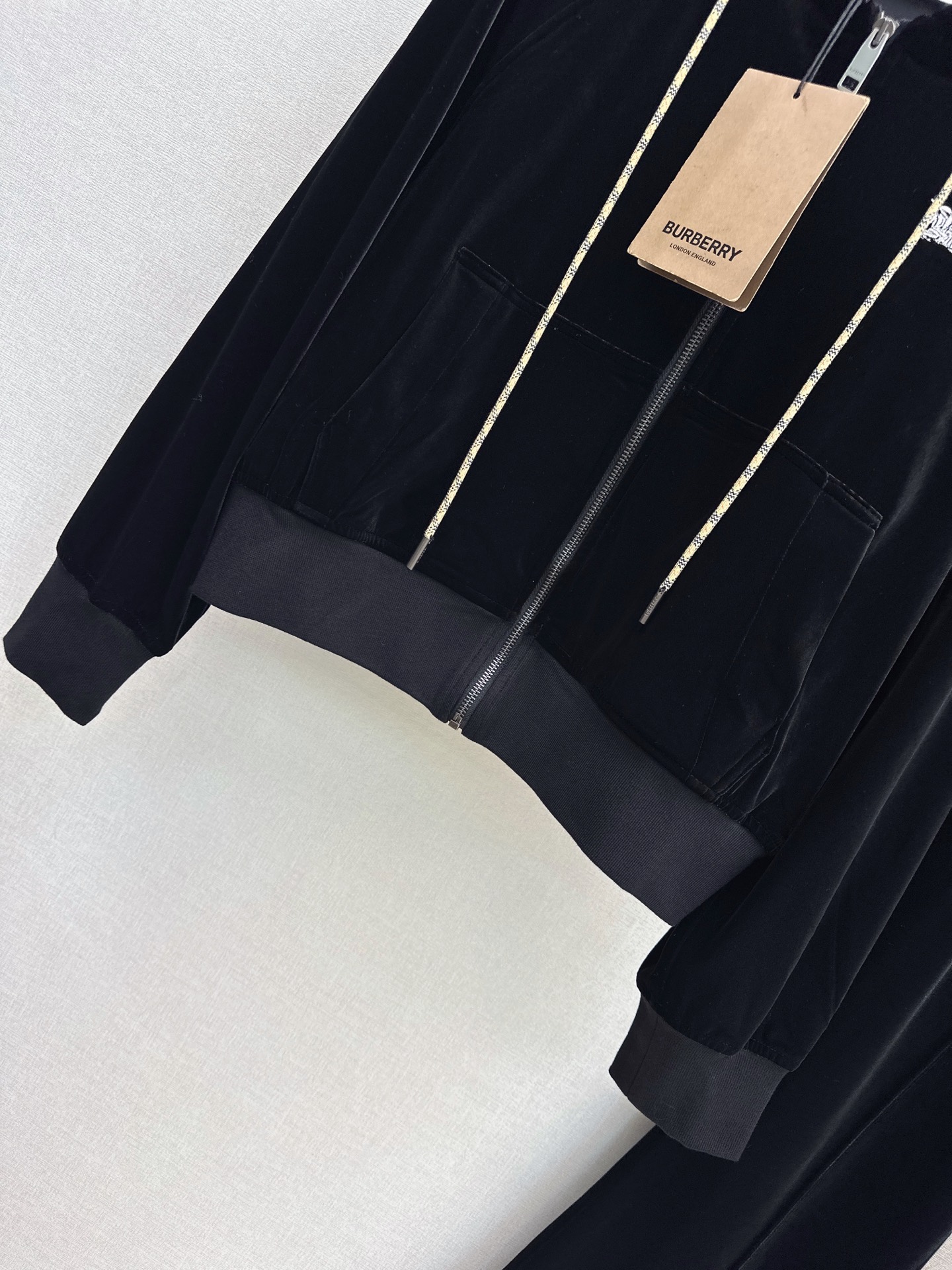 Bur 26fw velvet hooded jacket pants sets