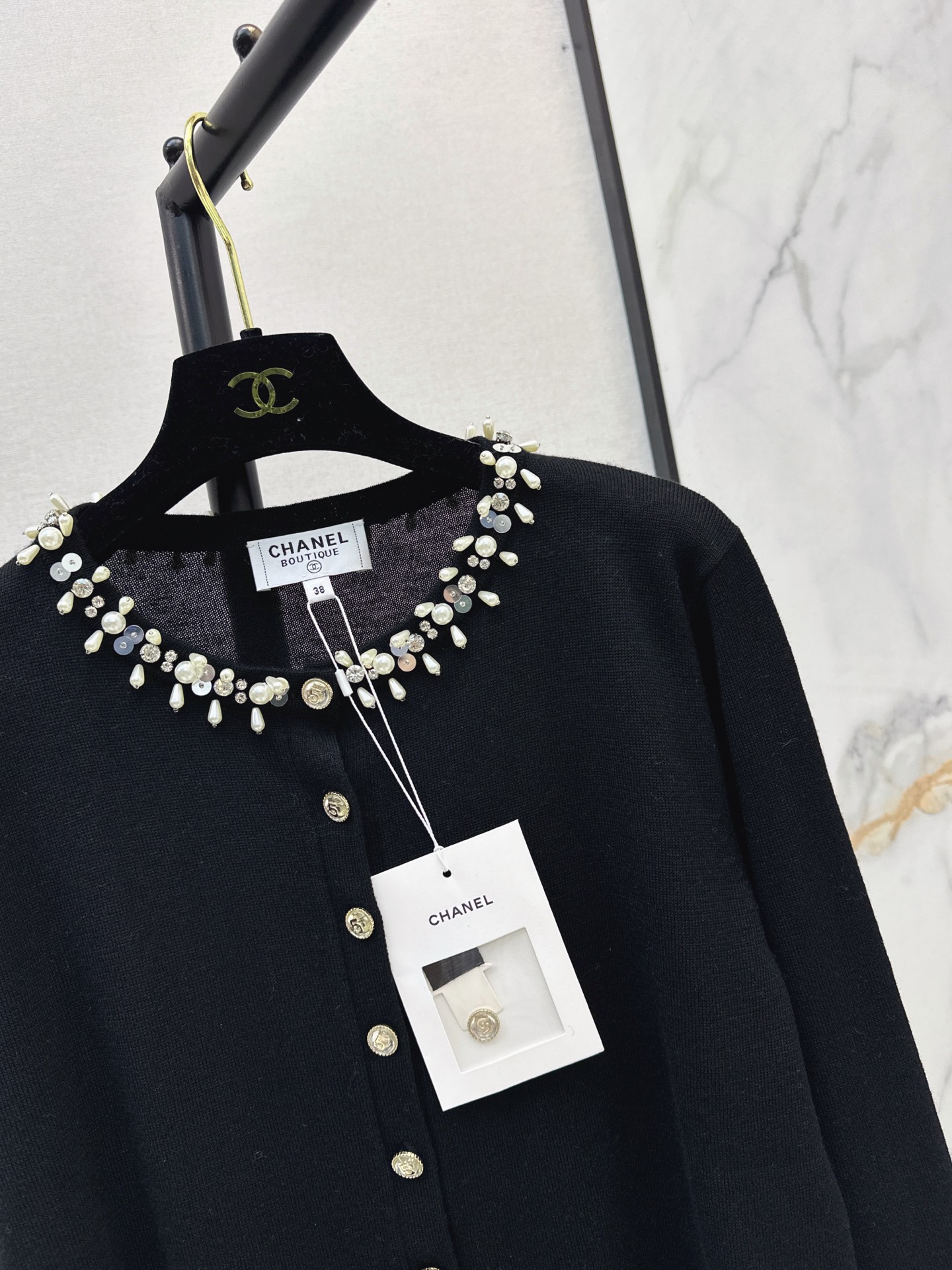 Chan 26fw rhinestone knit cardigan
