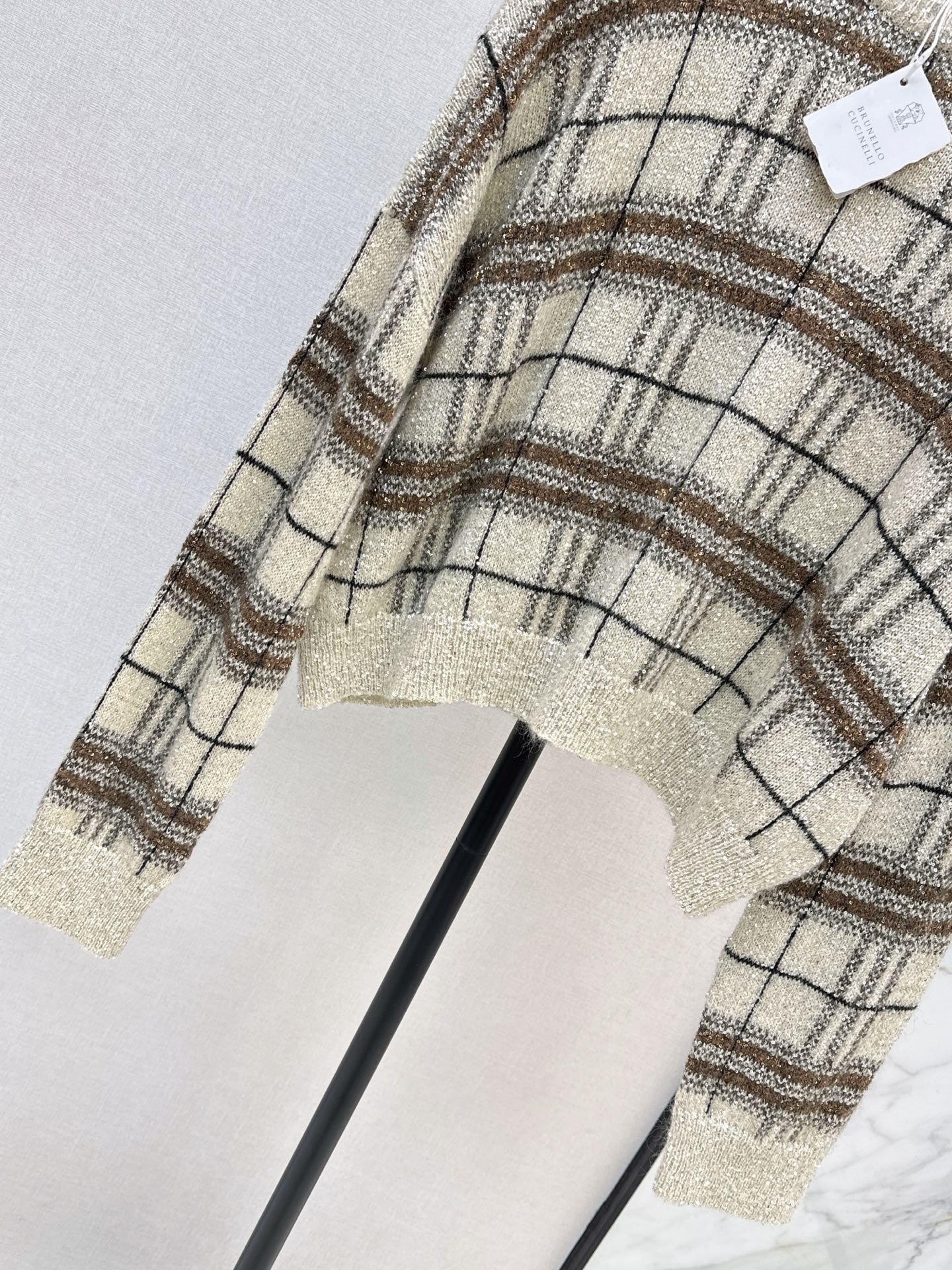 Brun 26fw plaid knit sweater