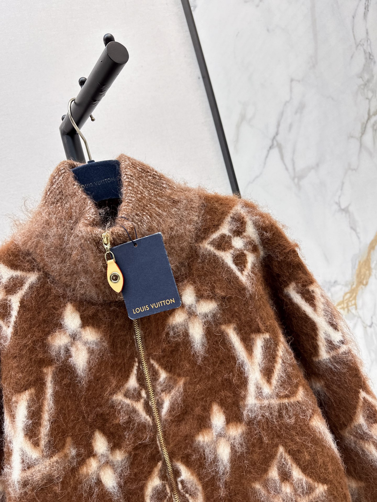 Loui 26fw jacquard zipper knit cardigan