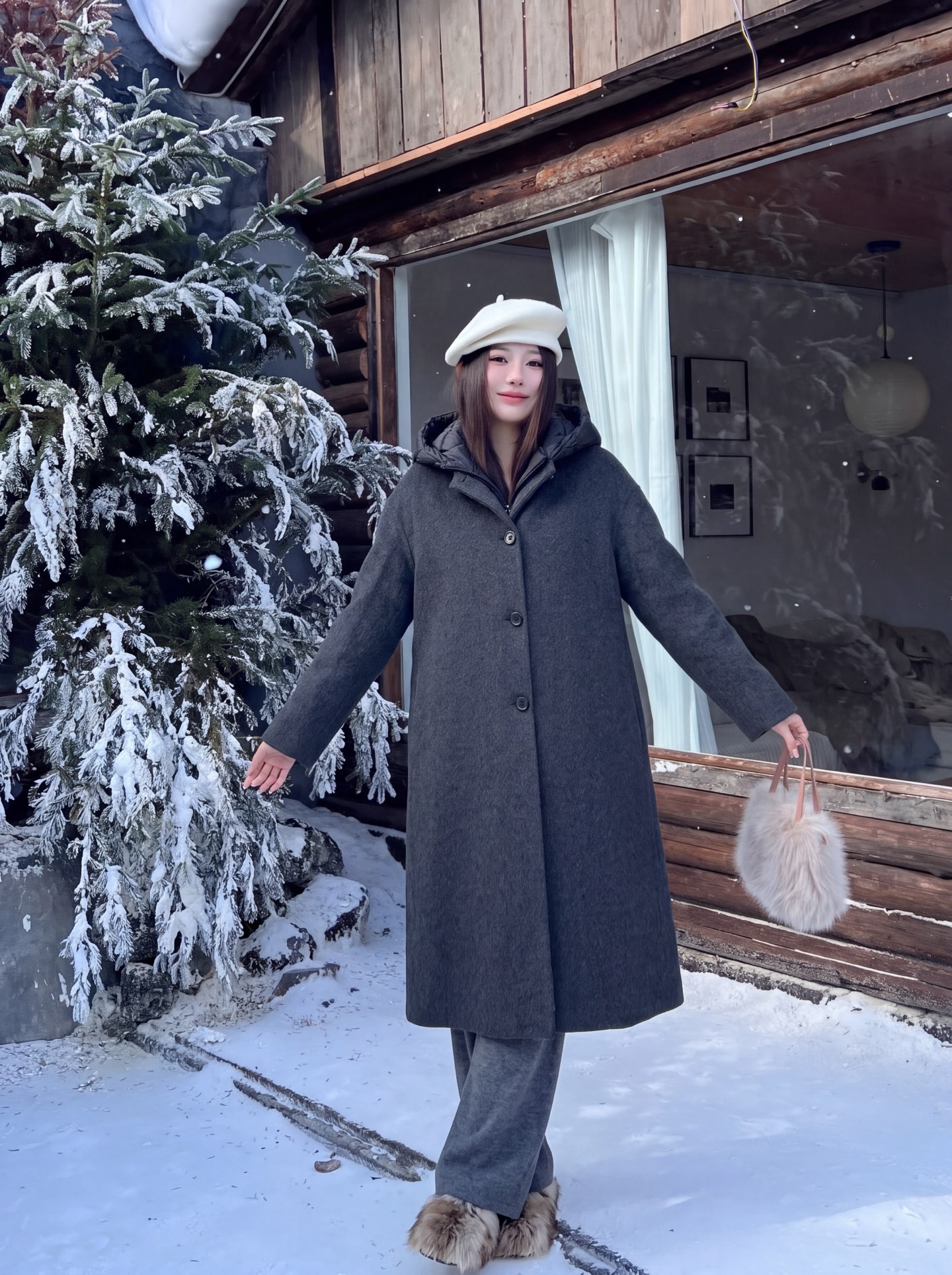 Max 26fw hooded down vest woolen overcoats sets