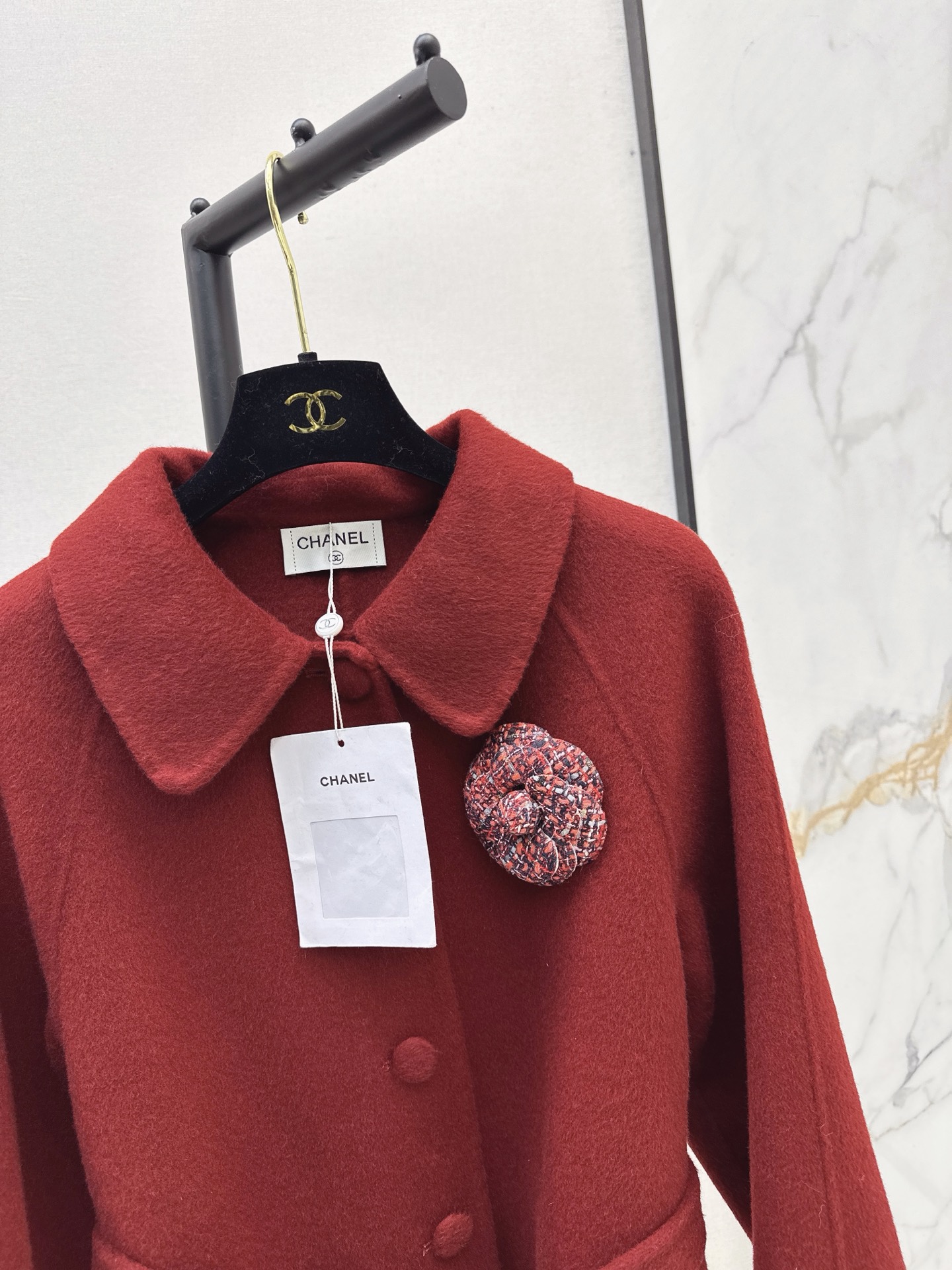 Chan 26fw 3d floarl belted overcoats
