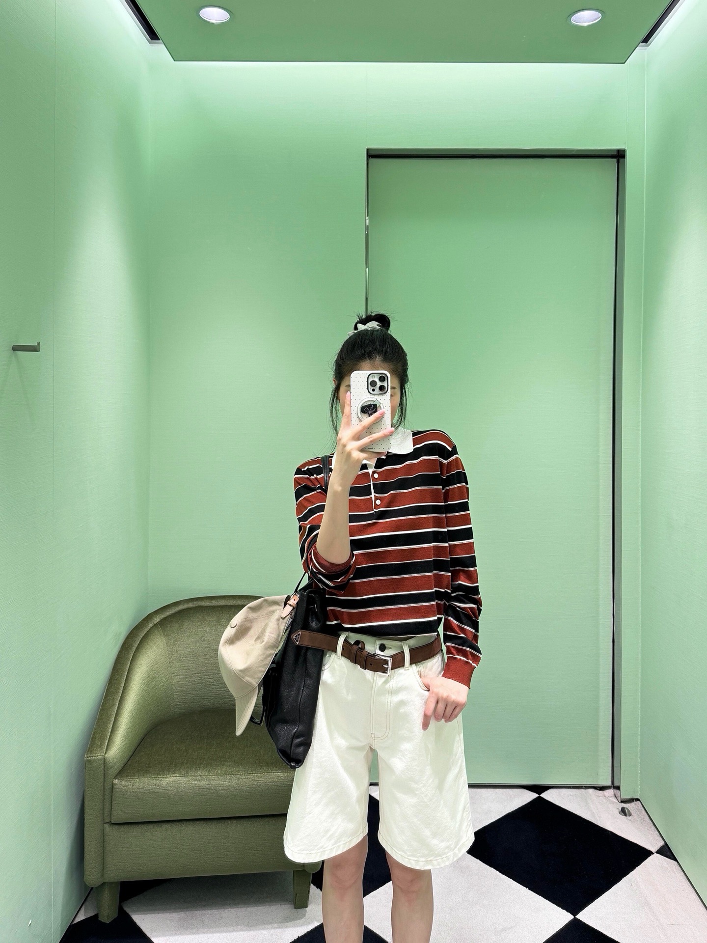 Pra 26fw stripe polo knitwear