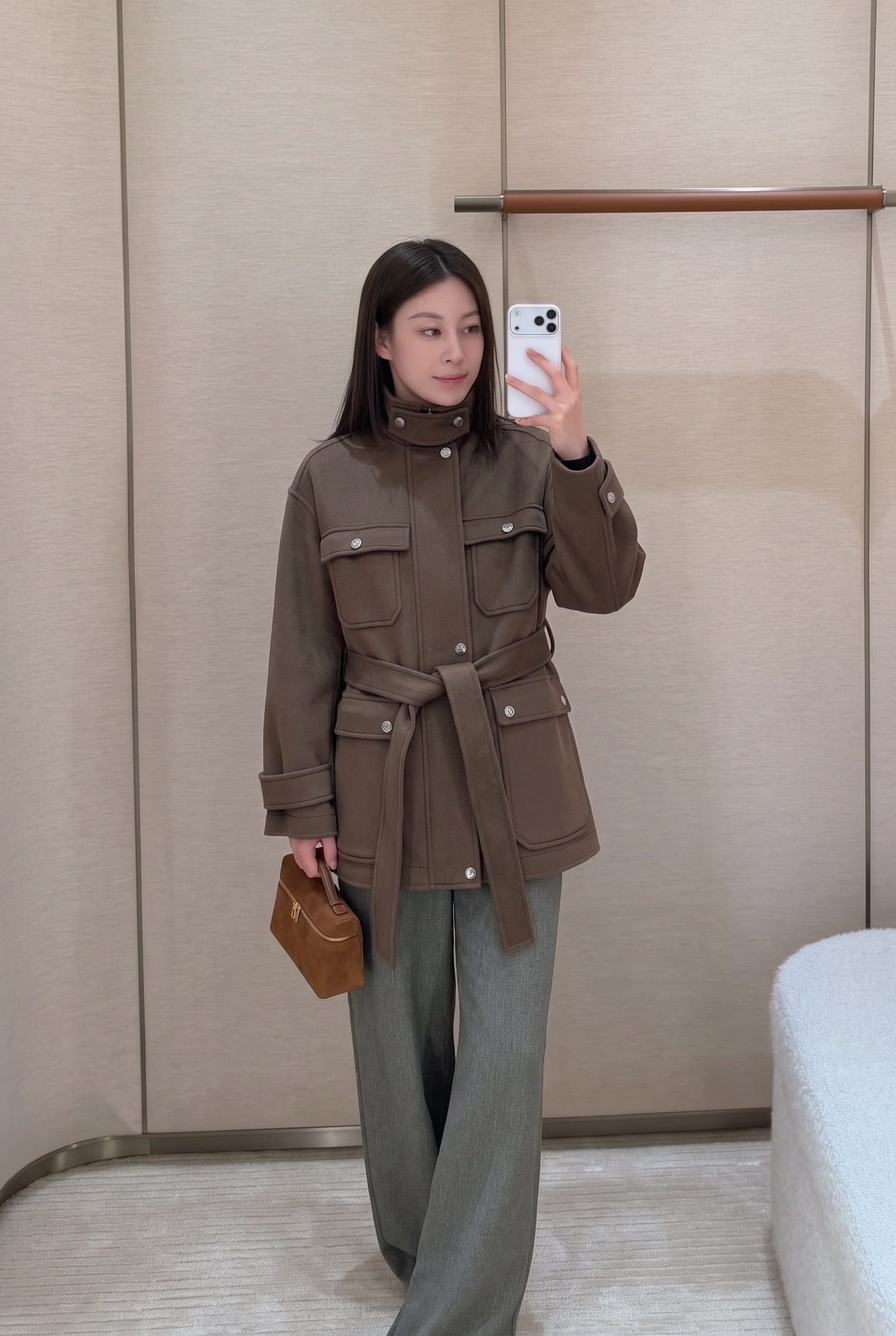 Her 26fw woolen belted jacket