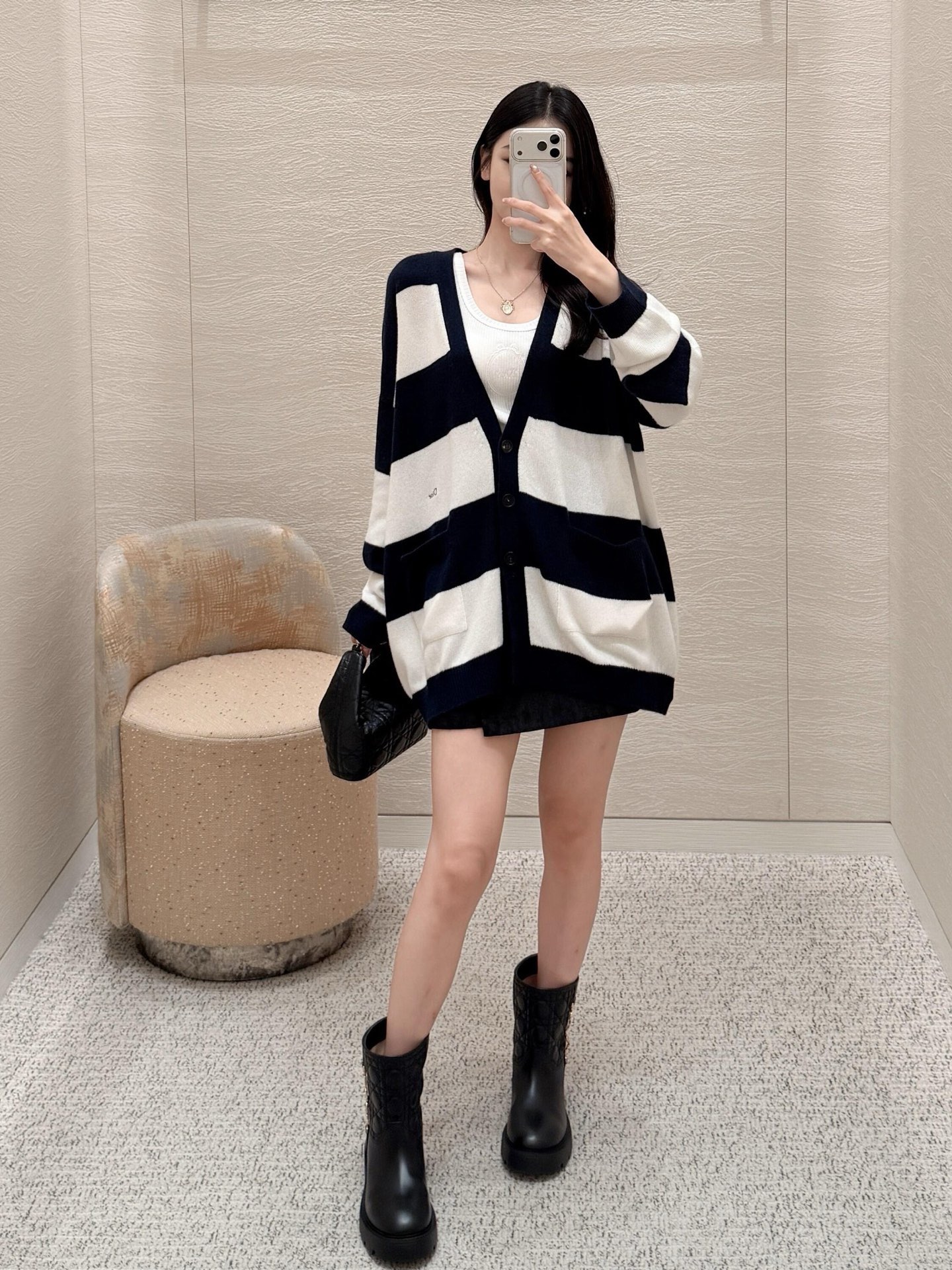 CD 26fw stripe cashmere cardigan