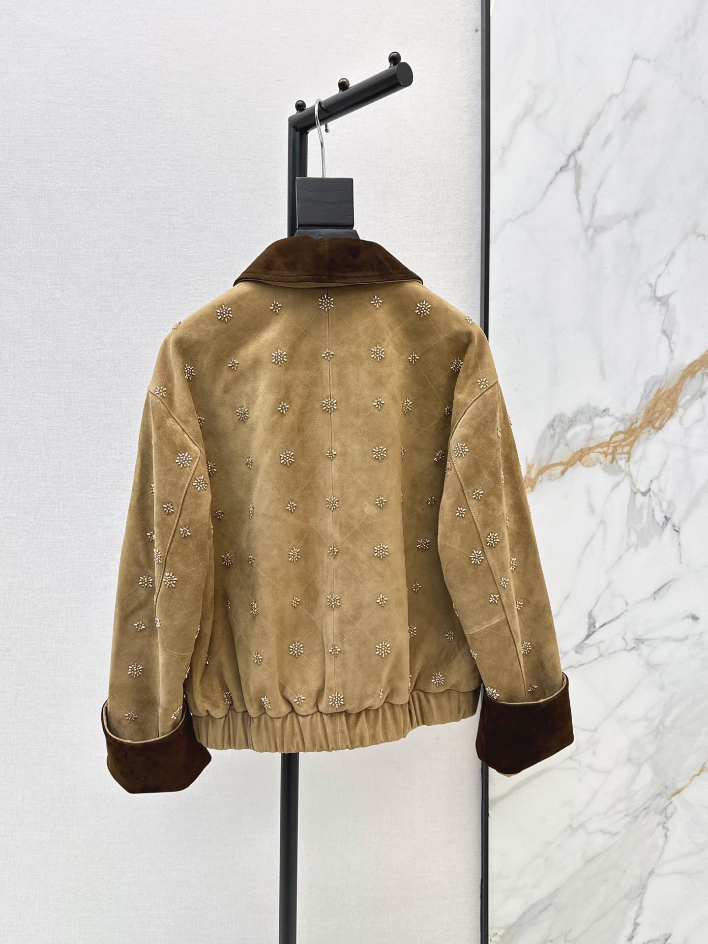 Miu 26fw suede-fleece beding jacket