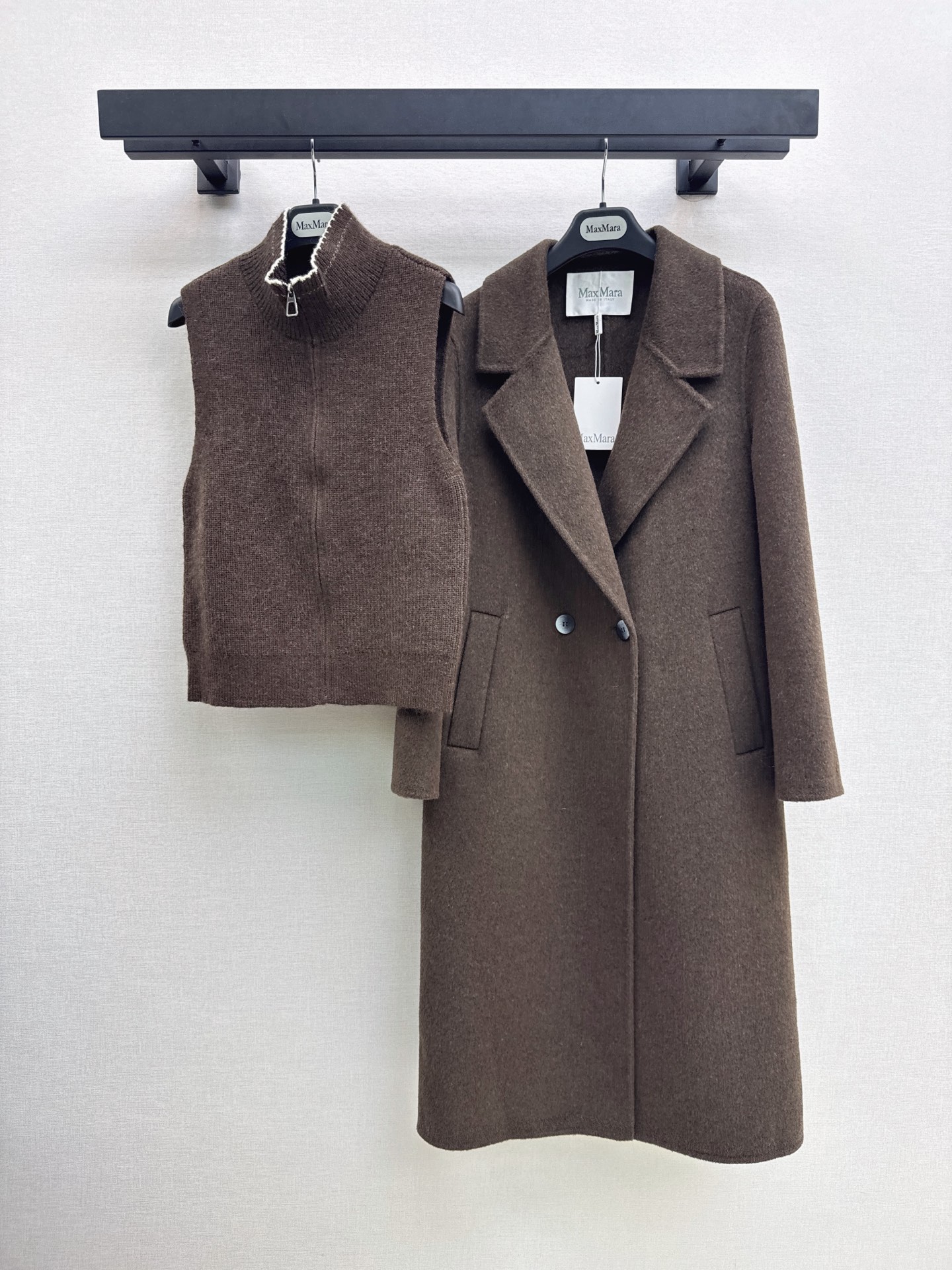 Max 26fw knit vest overcoats sets